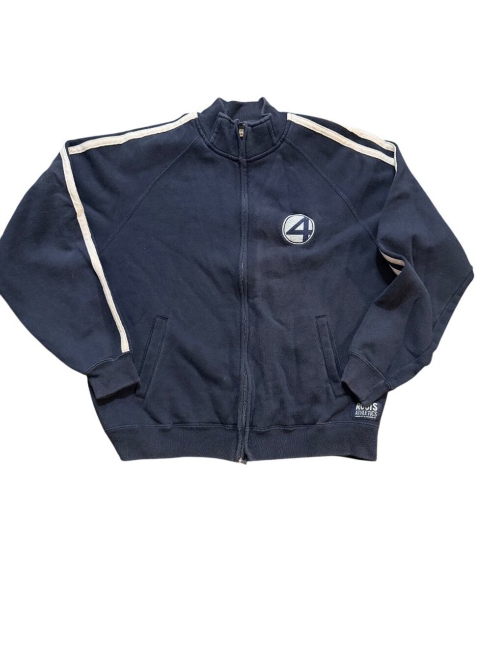 Fantastic Four Roots Athletics Navy Zip-Up Track Jacket With Logo Mens Size L